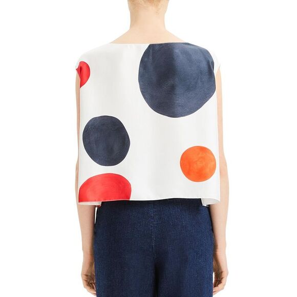 Theory Womens Ivory Silk Boxy Blouse Crop Top Shirt NWT - Picture 2 of 2